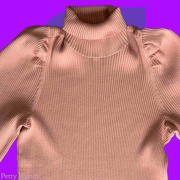 Puff Sleeve Ribbed Sweater Dress Womens Size 2X Pink Knit Long Sleeve JustFab - Picture 12 of 14